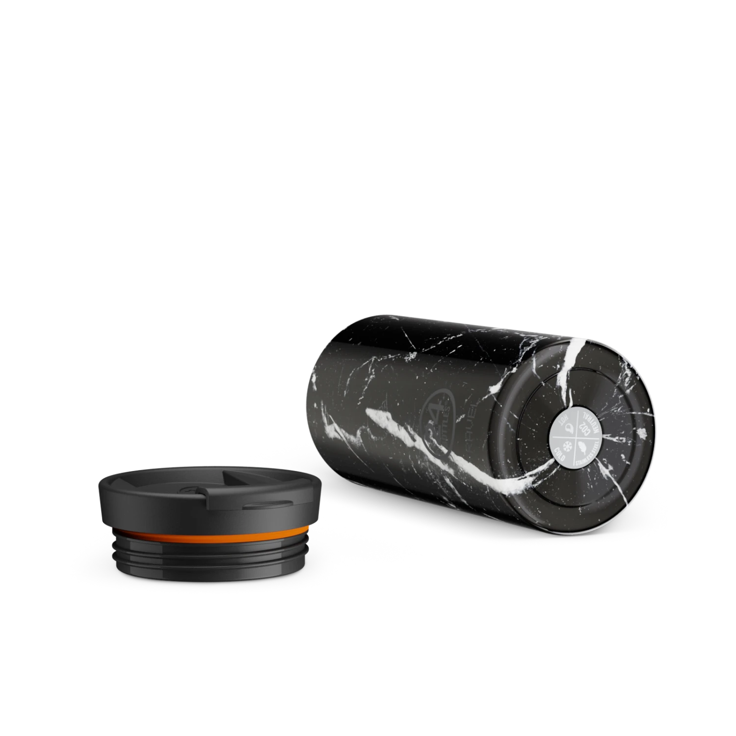 24Bottles Travel Tumbler | Black Marble - 600 Ml - Image 2
